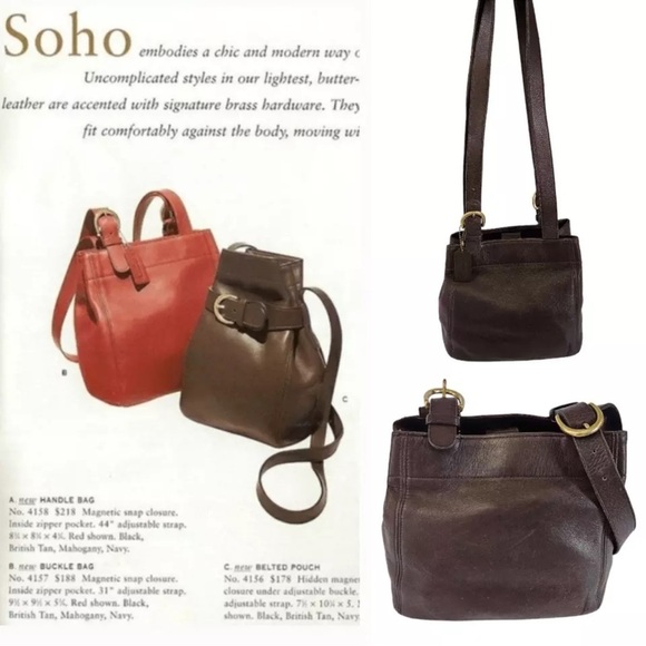 Vintage COACH 1996  Leather Waverly SoHo Buckle Shoulder Bag Deep Navy - Picture 5 of 6